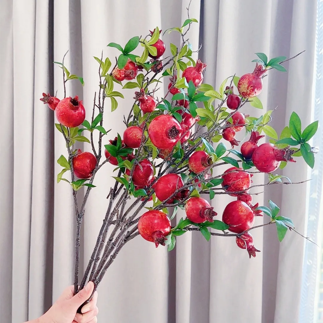 6 teile/los Lebensechte 6-Früchte Granatapfel Lange Zweig Künstliche Blumen Für Hochzeit Party Bogen Kranz Dekoration Hause Gefälschte pflanzen – Detail 8