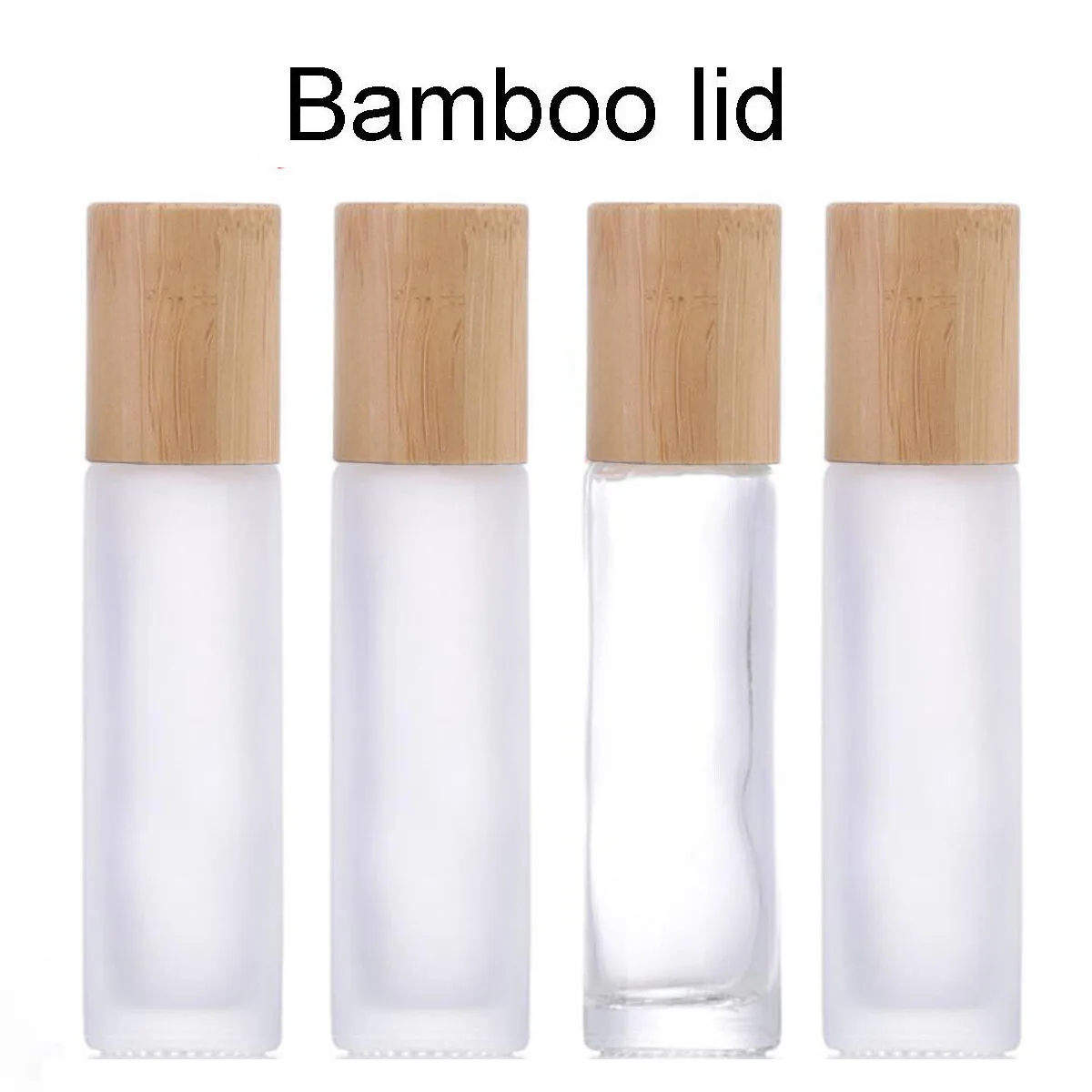 

6/12/24pcs 5ml/10ml Portable Glass Roll on Refillable Bottle for Essential Oil with Stainless Roller and Bamboo Lid Perfume Vial