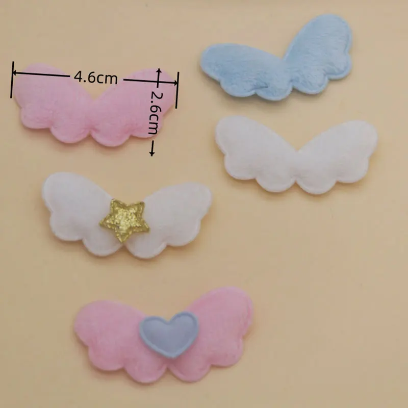 60 Stück flauschige kleine Engelsflügel-Applikationen zum Aufnähen für DIY-Kleidung, Hüte, Näharbeiten, Haarschmuck und Dekoration. – Detail 1