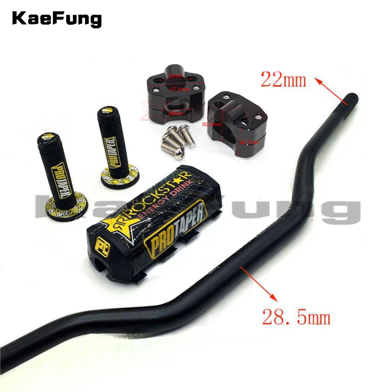 810mm long 11/8 Fat handlebar + cnc  bar clamps  Square 2.0  Bar Pad  New ProTaper Handlebar Grip set for dirt pit bike