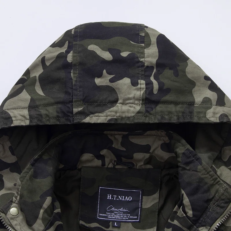 Men's Work Jacket 2024 Spring and Autumn Season New Detachable Hat Design Outdoor Camping Camouflage Coat Men's Flying Jacket