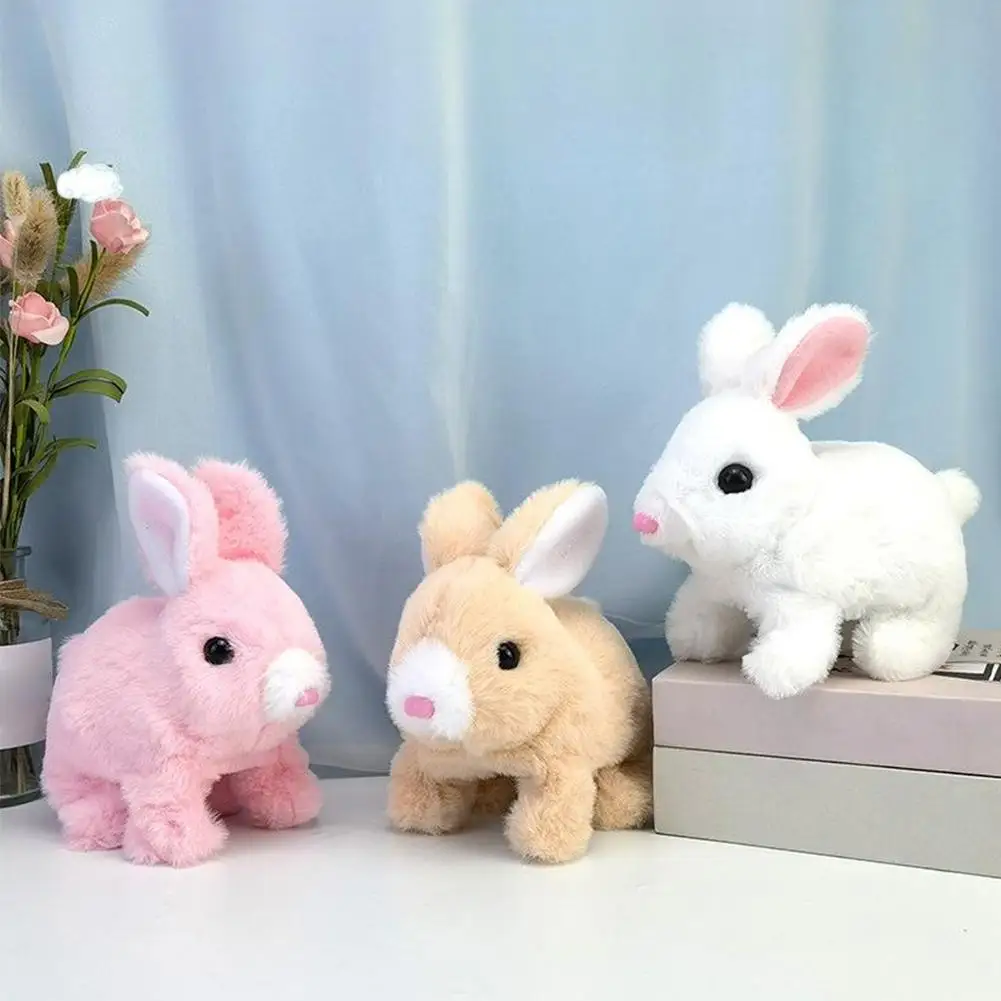 Electronic Plush Rabbit Toy Robot Animal Pet Walking Jumping Running Shake Ears Cute Electric Bunny For Kids Birthday Gifts