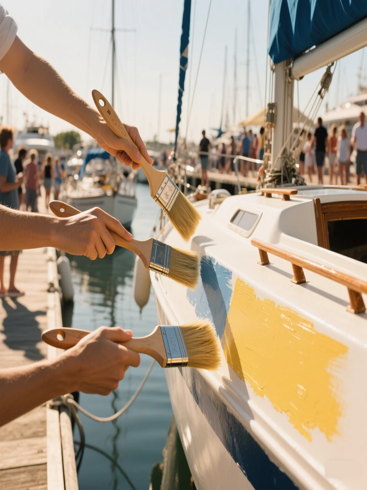 Brosse à poils blancs à long manche en bois, courbure ronde, décoration, peinture, revêtement en Latex, nettoyage, peinture de cuisson pour Barbecue