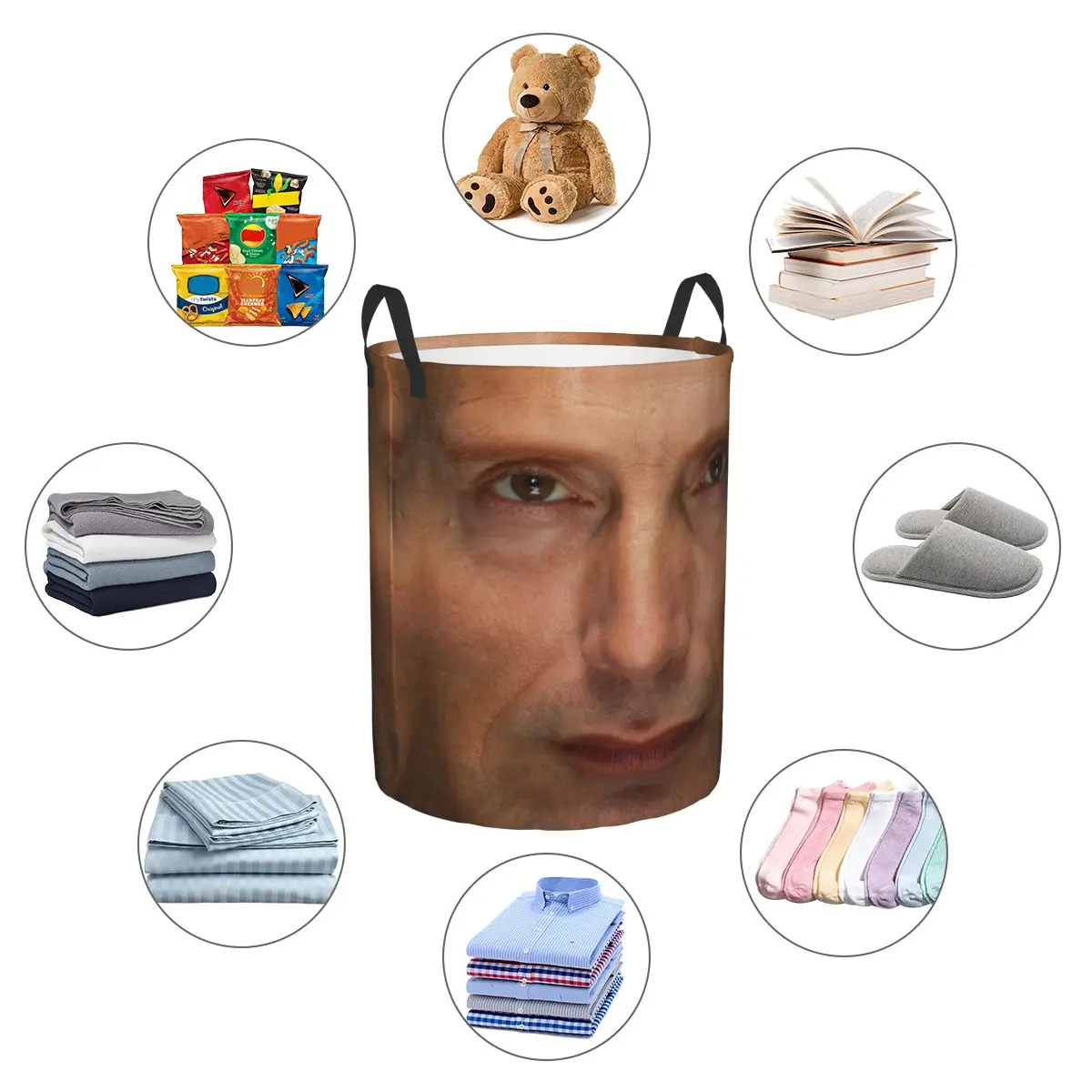 Custom Mads Mikkelsen Face Laundry Basket Collapsible Hannibal TV Show Baby Hamper for Nursery Toys Organizer Storage Bins