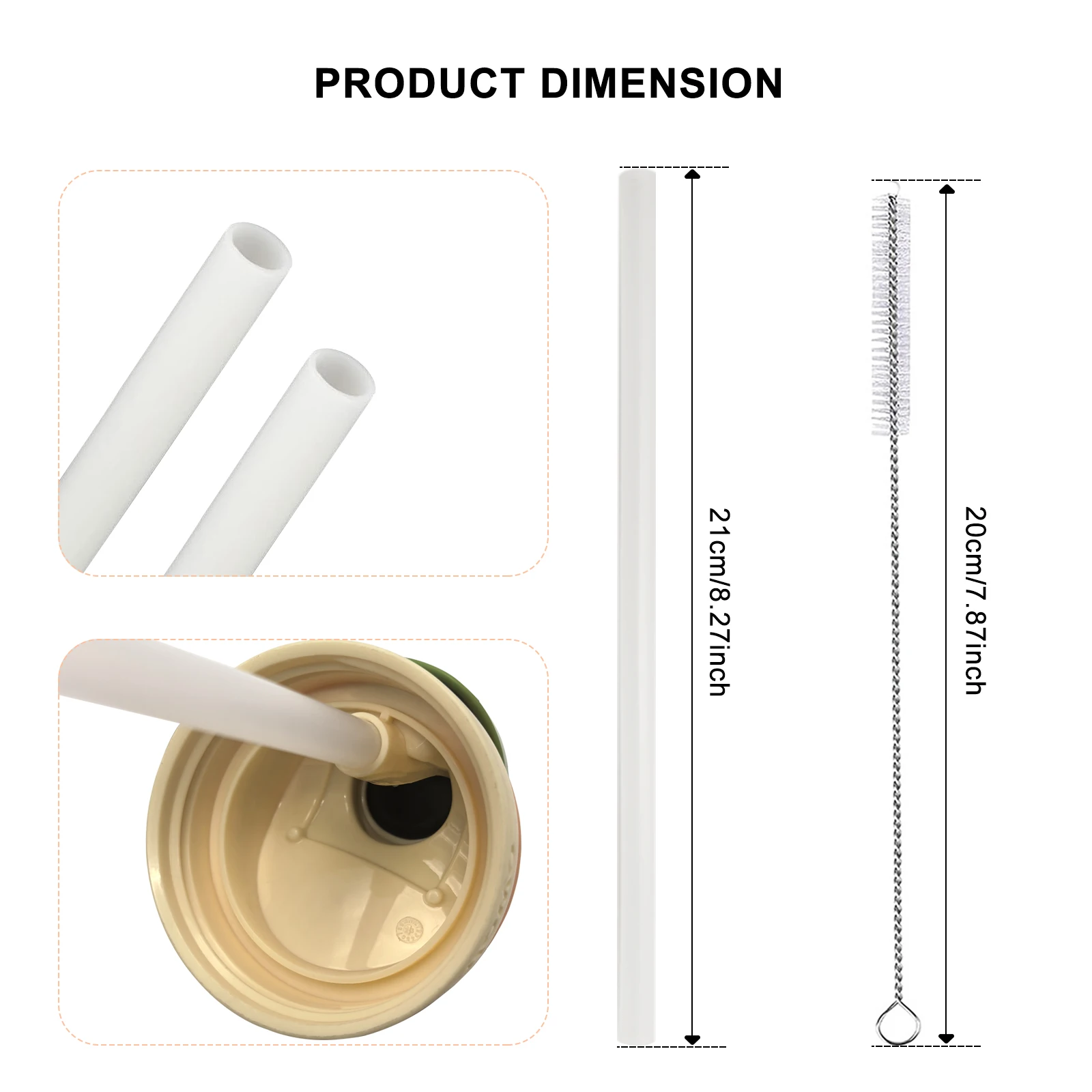 Replacement Straw for Owala 24 oz/32 oz, Reusable Straw with Cleaning Brush, Cup Accessory Compatible with Owala FreeSip Bottle