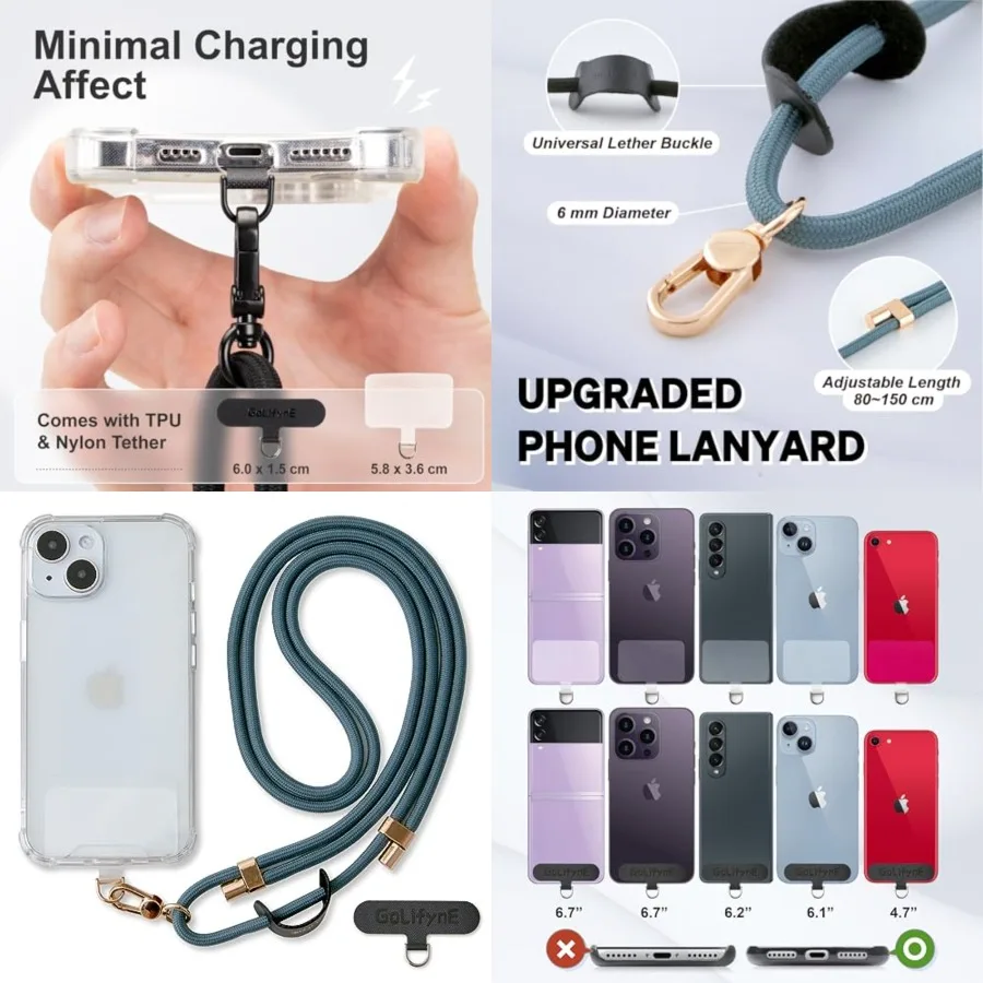 

Universal Phone Lanyard, Anti-Theft Crossbody Strap for iPhone 17 Pro Max and Most Smartphones, Adjustable Cell Phone Neck Hold