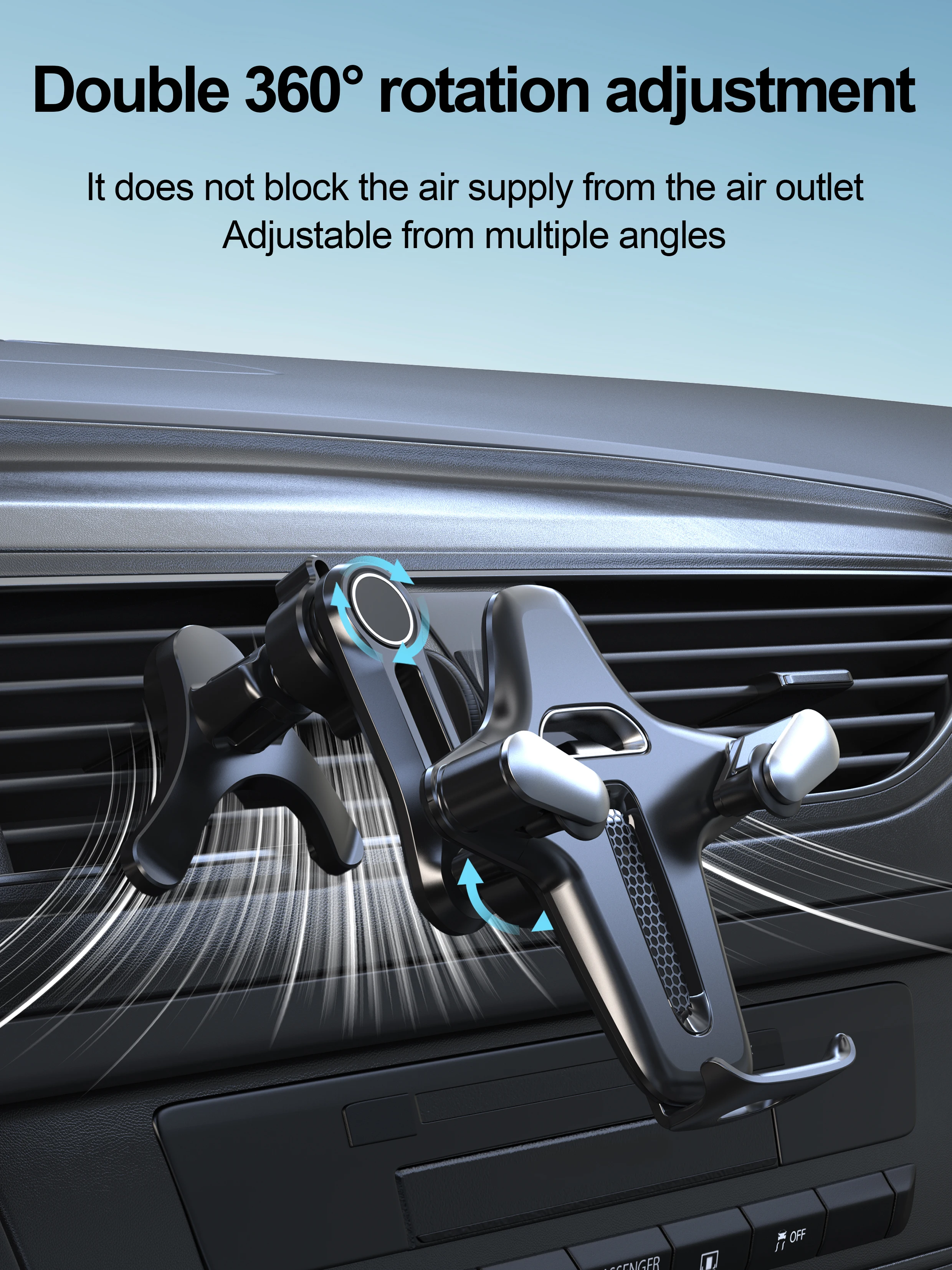 Car Vent Phone Mount, [Never Blocking Vent, Enjoy The Comfort of The A/C] Hands-Free Universal Extension Clip Air Phone Holder
