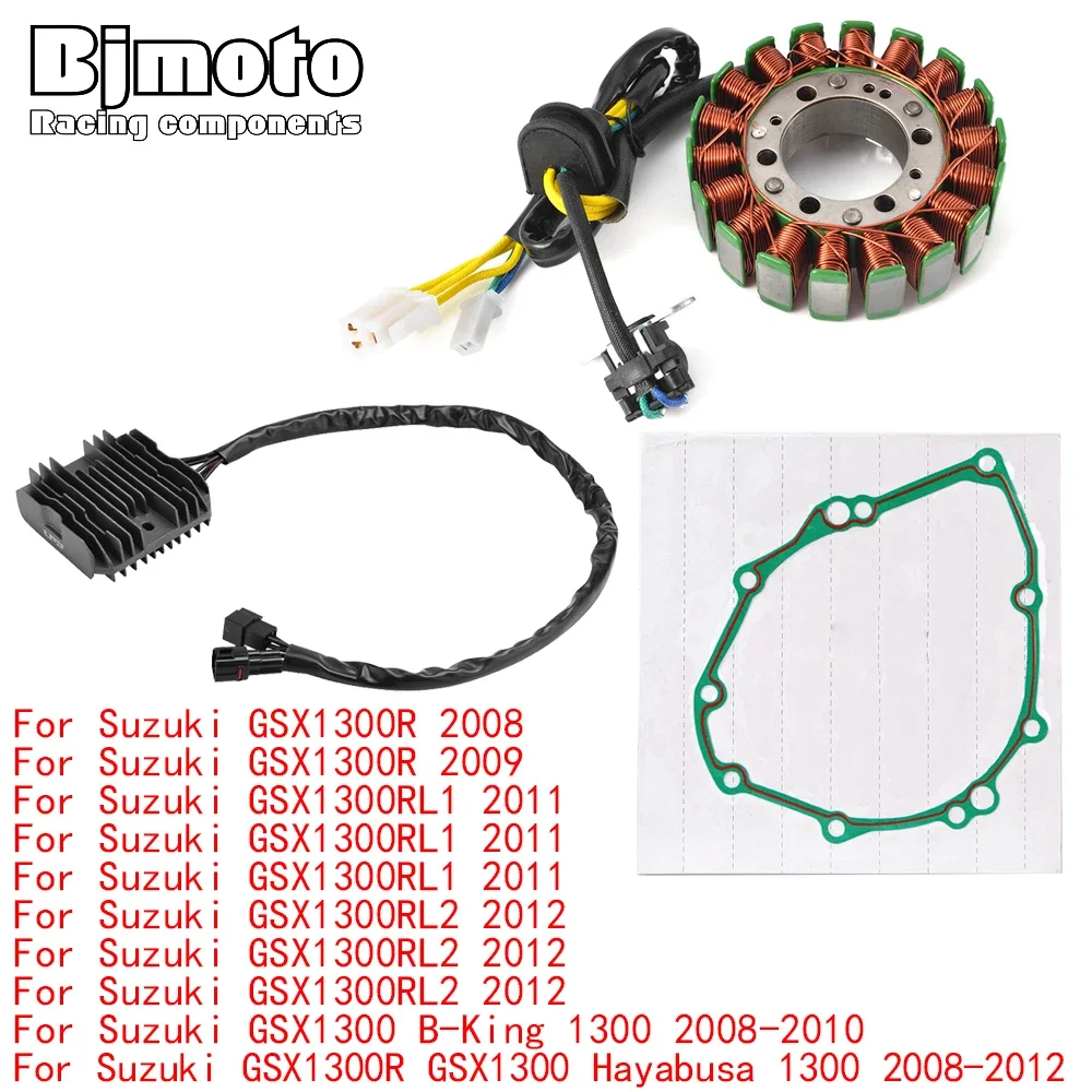 

GSX1300 R Engine Stator Coil+Voltage Regulator rectifier For Suzuki GSX1300R GSX1300 Hayabusa B-King 1300 2008-2012 With Gasket