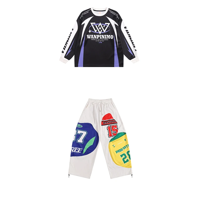 2025 الأطفال الهيب هوب أزياء رقص للبنين قمصان فضفاضة الهيب هوب السراويل الفتيات الشارع الشهير الحديثة أداء الجاز الزي DQS20857