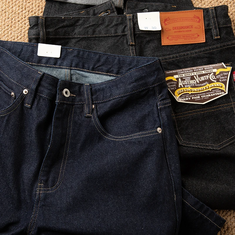 Japanese Trendy Brand 2025 Straight Retro Casual Original Color Men's Loose Versatile Vintage Denim Jeans Fall Wear Resistant