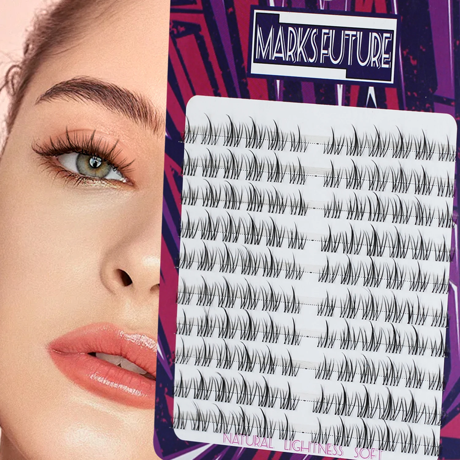 Natürlich aussehende Einzelwimpern, zarte, seidige Anime-Wimpernbüschel, japanische Cosplay-Künstliche-Wimpern, wiederverwendbar, sehen aus wie Haarverlängerungen für den Heimgebrauch (Sonnenblume)