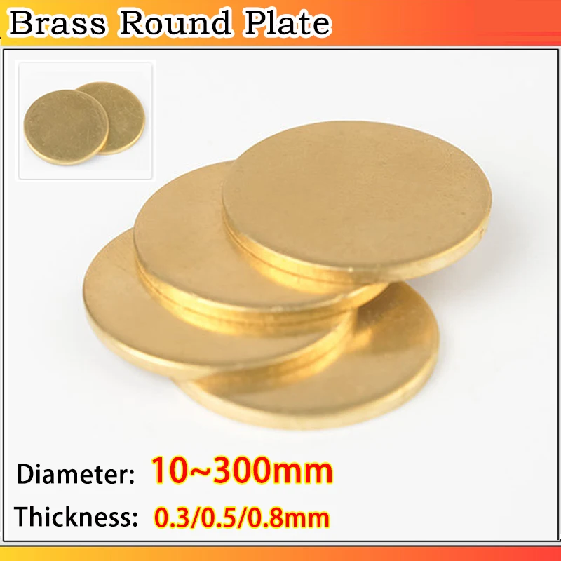 

Brass Disc Plate H62 Brass Round Plate Gasket Parts 1~4pcs Thickness:0.3 /0.5/0.8mm Diameter:10/15/20/25/30/35/40/45/50~300mm