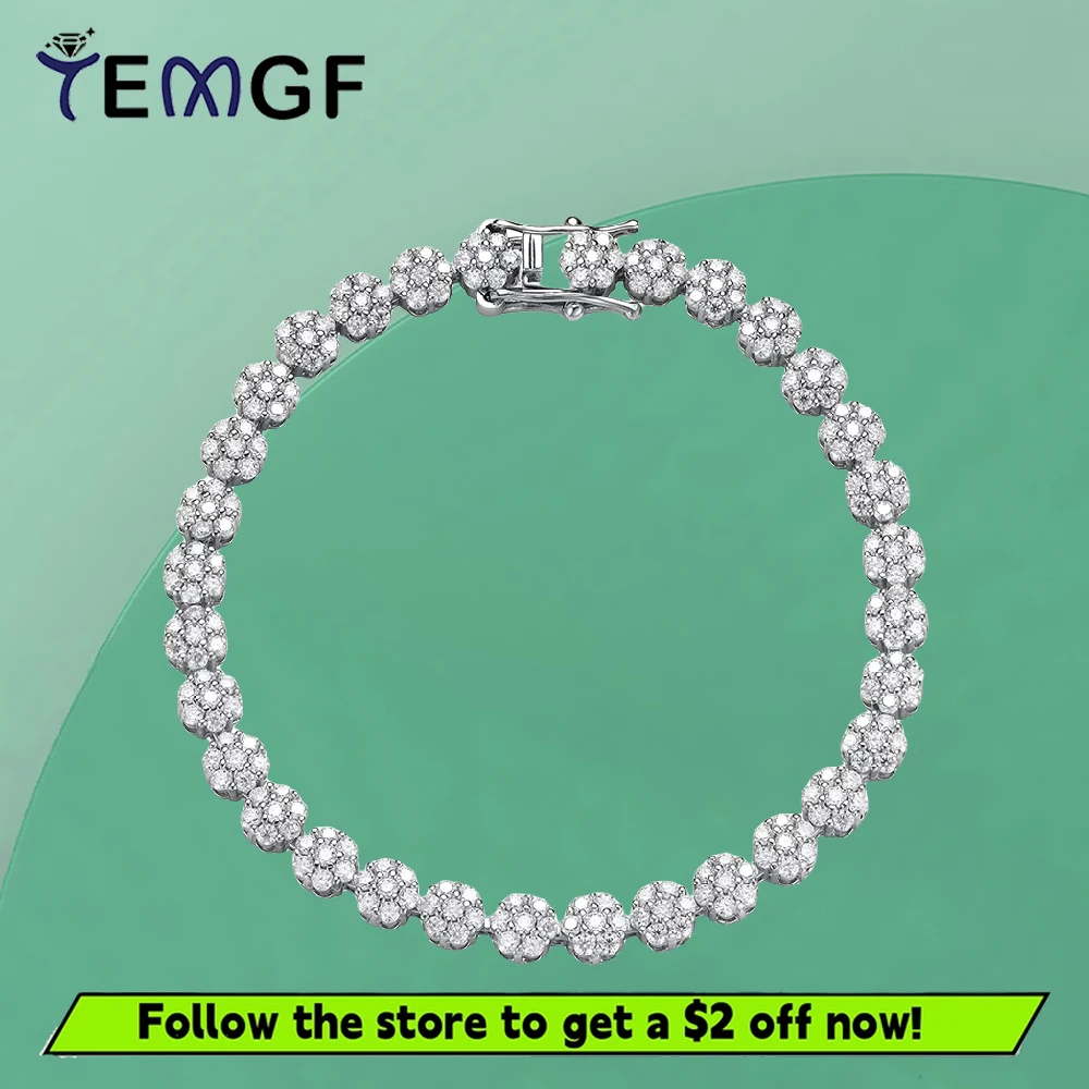 

Браслет TEMGF Full 1,5 мм с муассанитом/цирконом, цепочка из стерлингового серебра S925 для женщин, уникальные модные ювелирные изделия, праздничные подарки