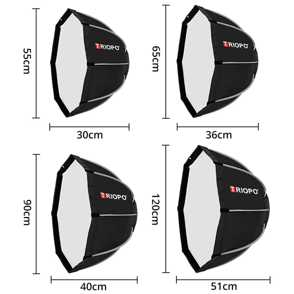 Triopo Bowens Mount Softbox 55cm 65cm 90cm 120cm Octagon Outdoor K2 Soft Box for Bowens Mount Godox Aputure Flash Video Lights