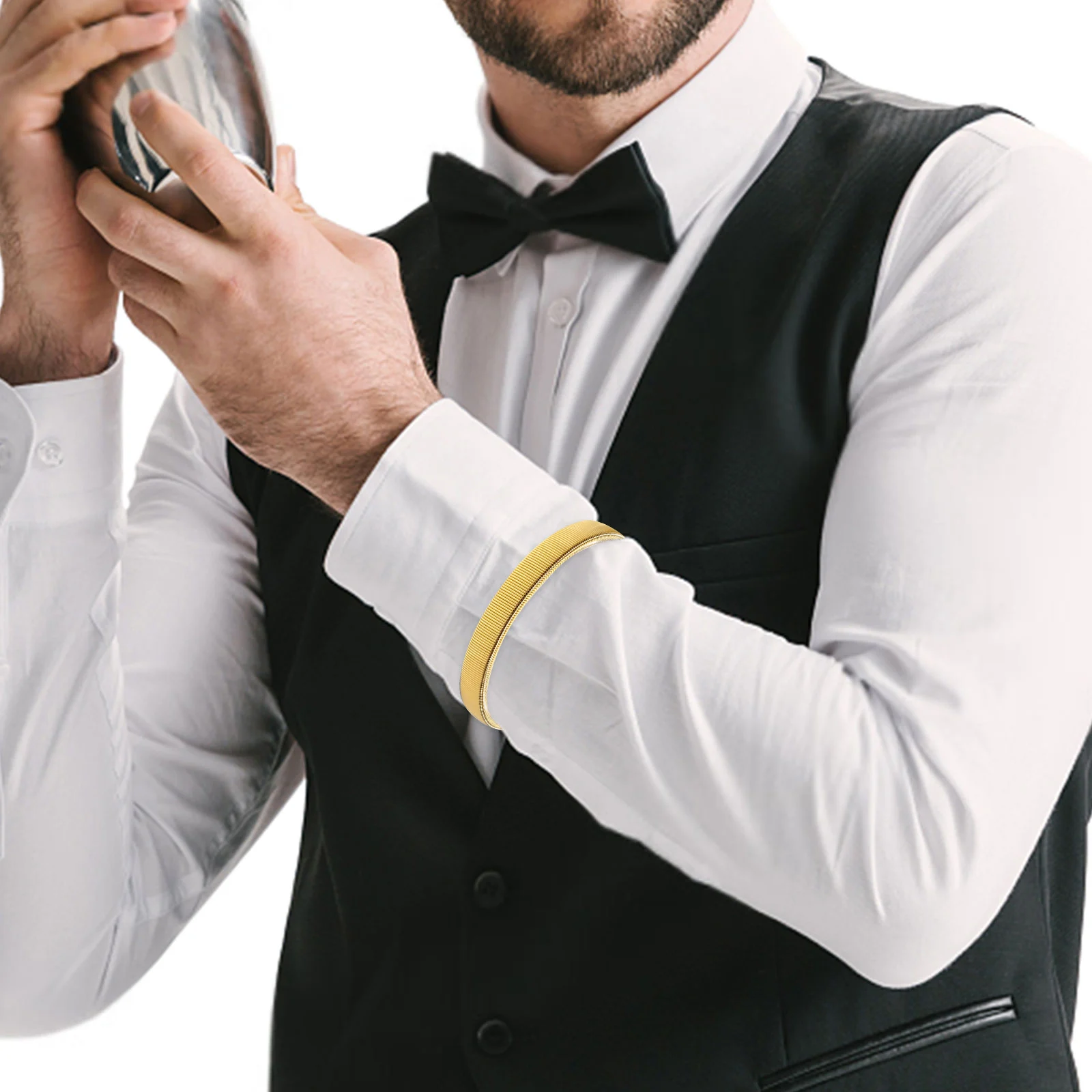 

6Pcs Elastic Shirt Sleeve Holders Breathable Anti-Slip Arm Garters Stretchy Sleeve Bands for Professionals Bartenders Shirt