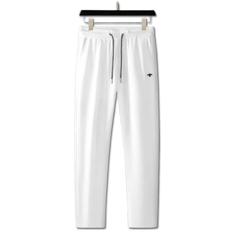 【 Modal 】 Bee Embroidery Summer Trend Air Layer Space Cotton Men's Straight Sport Casual Pants and sweatpants