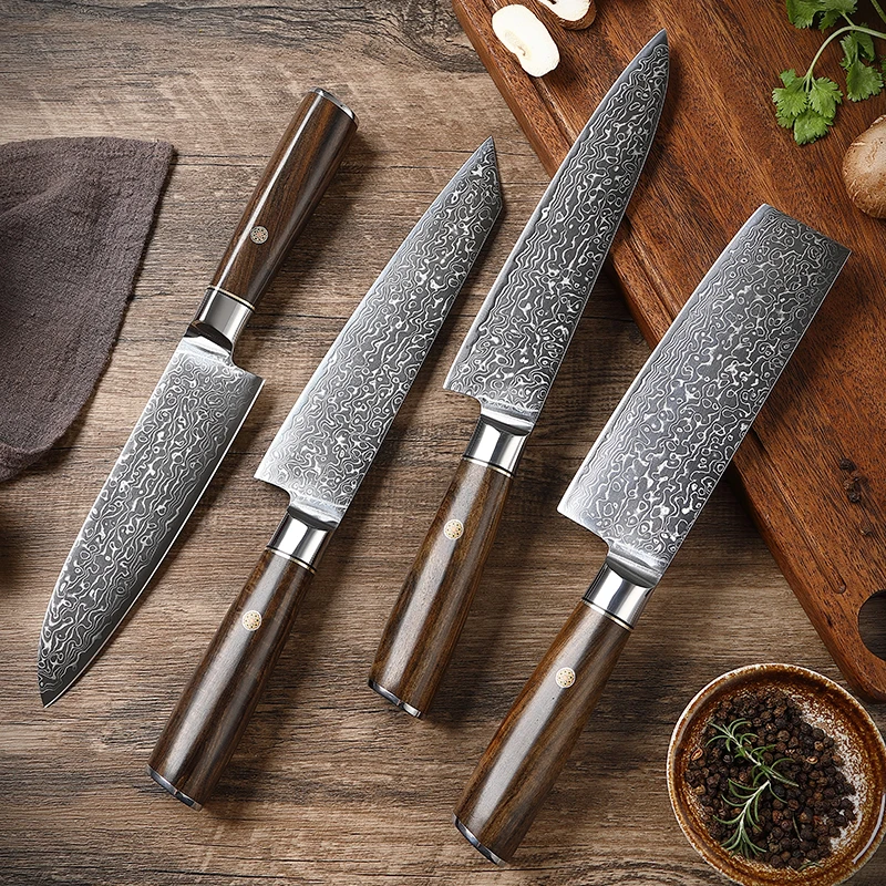 

TJ POP 67-layer Damascus Steel Kitchen Knives Set Nakiri Kiritsuke Santoku knife Sharp Chef Knife for Cutting Vegetable and Meat