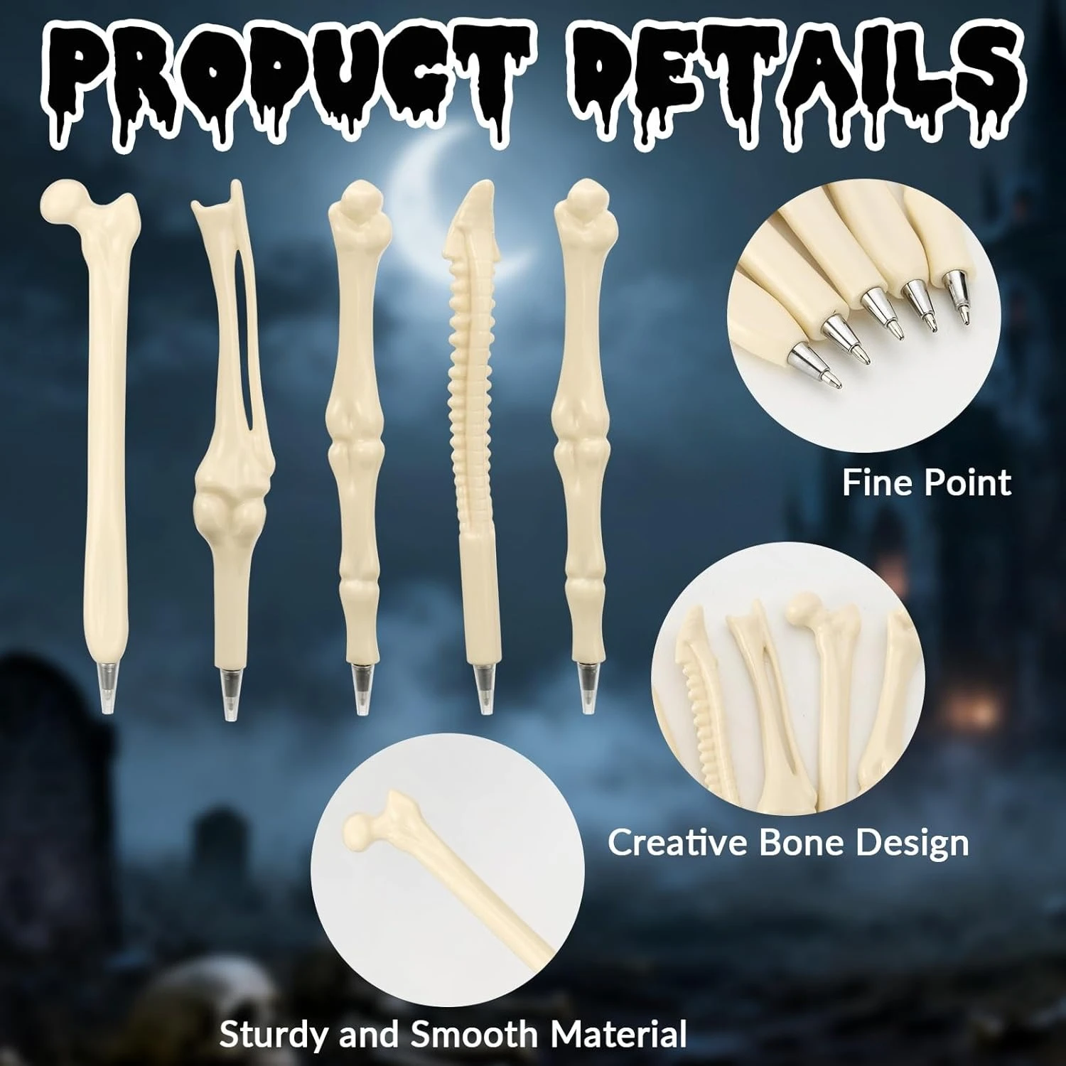 Bone Pens Skeleton Finger Ballpoint Pen Novelty Blue Ink Pens for Doctor Nurses Kid Present Party Favor Halloween Office Party