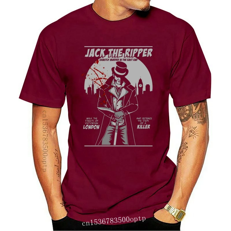 Mens Clothes Velocitee Mens T-Shirt Jack The Ripper London Killer Cotton Tops New Unisex Funny Tee Shirt