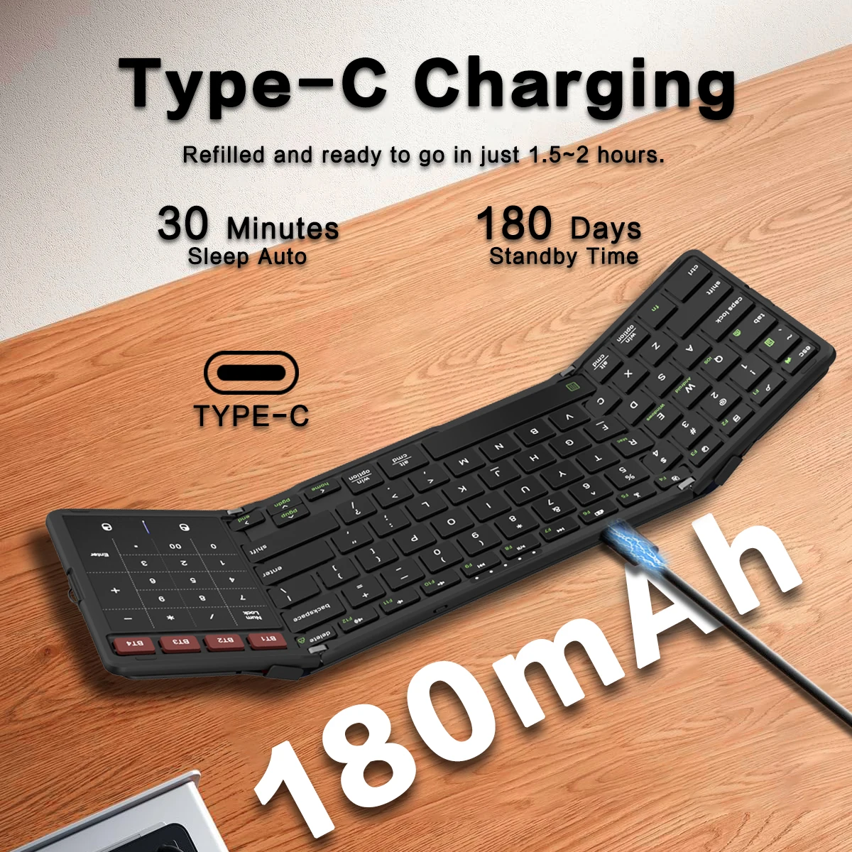 JOMAA คีย์บอร์ดบลูทูธแบบพับได้ - Gaming Keyboard Budget บทวิจารณ์และราคา