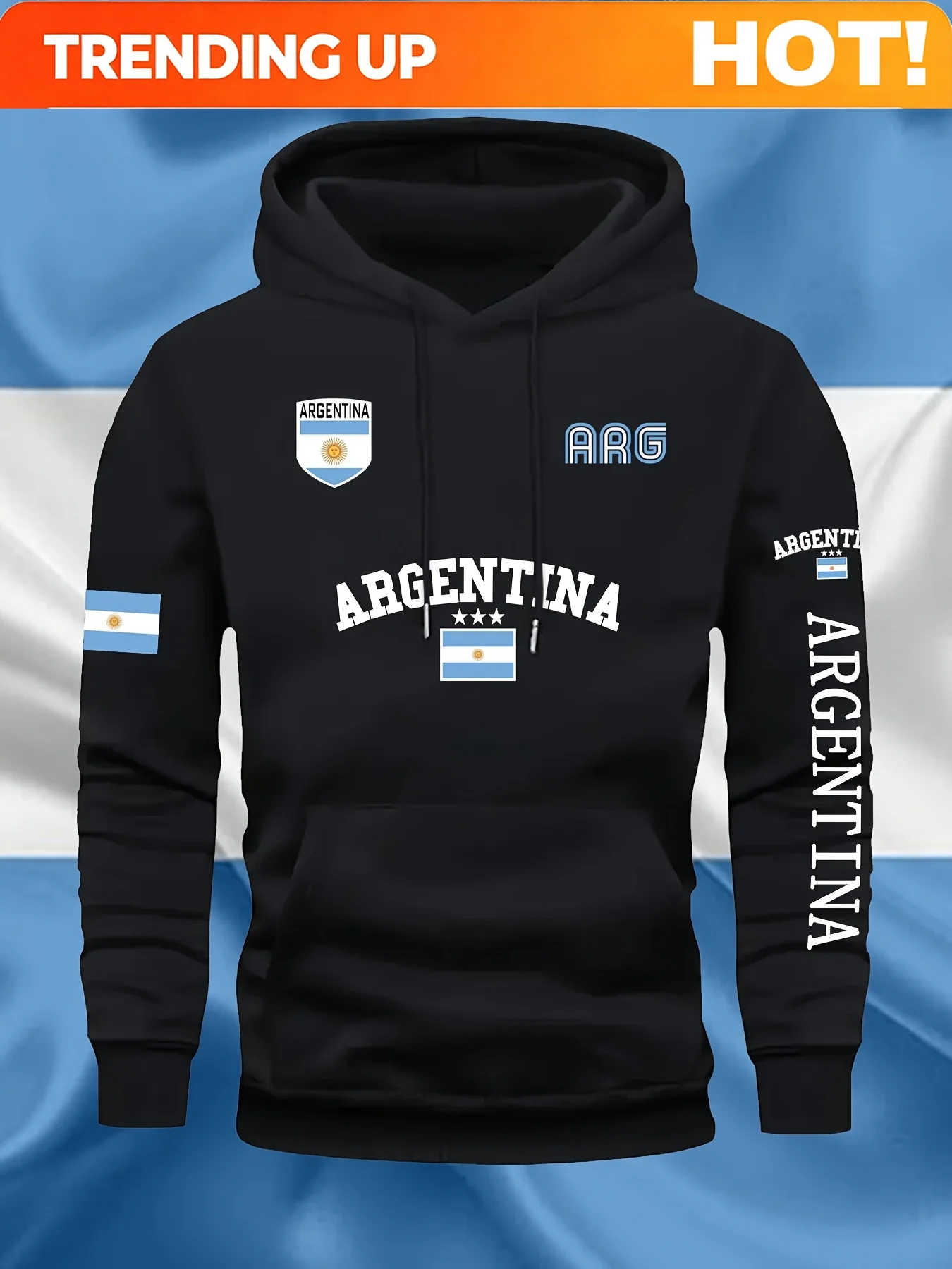 Customization Argentina Flag Badge Fashion Multi-Pattern Print ''This Is My Country, This Is Where I Live'' Men'S Fashion Hoodie