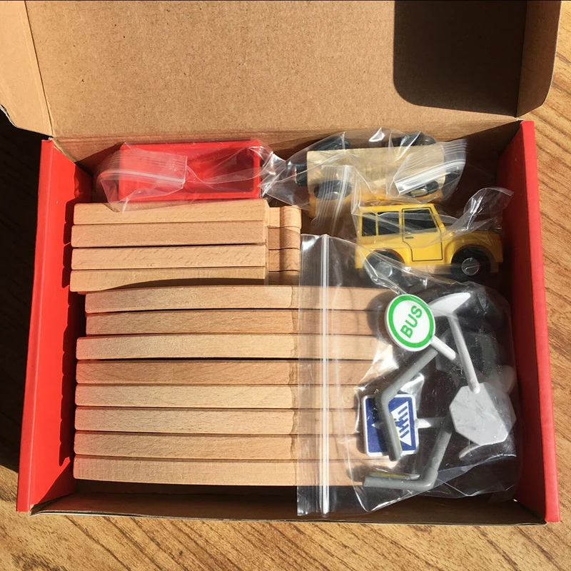 Estación de ferrocarril, tren, pista de ferrocarril, ranura, paquete de combinación básica, juguete para niños para desarrollar diversión en la familia, apto para pista de madera Pd76