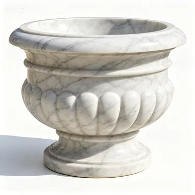 

Hand-carved large marble planter for the hotel's outdoor modern design, hand-polished