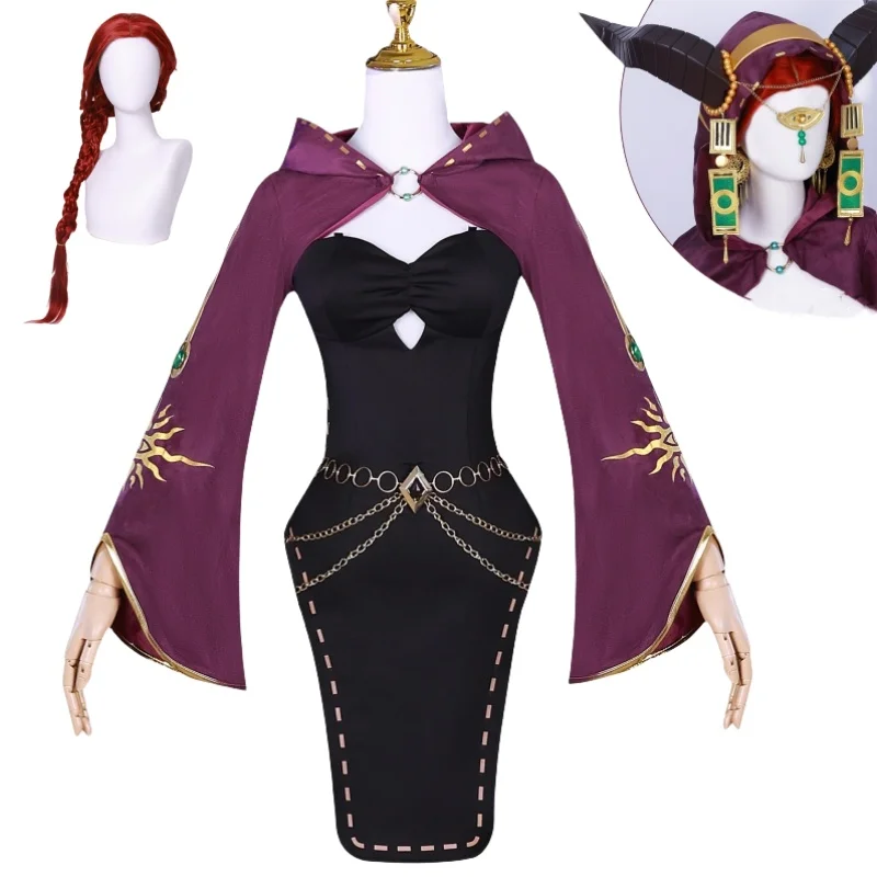 

Fiona Gilman Cosplay Costume Game Priestess Cosplay Dress Wig Full Set Party Suit Halloween Carnival Uniform