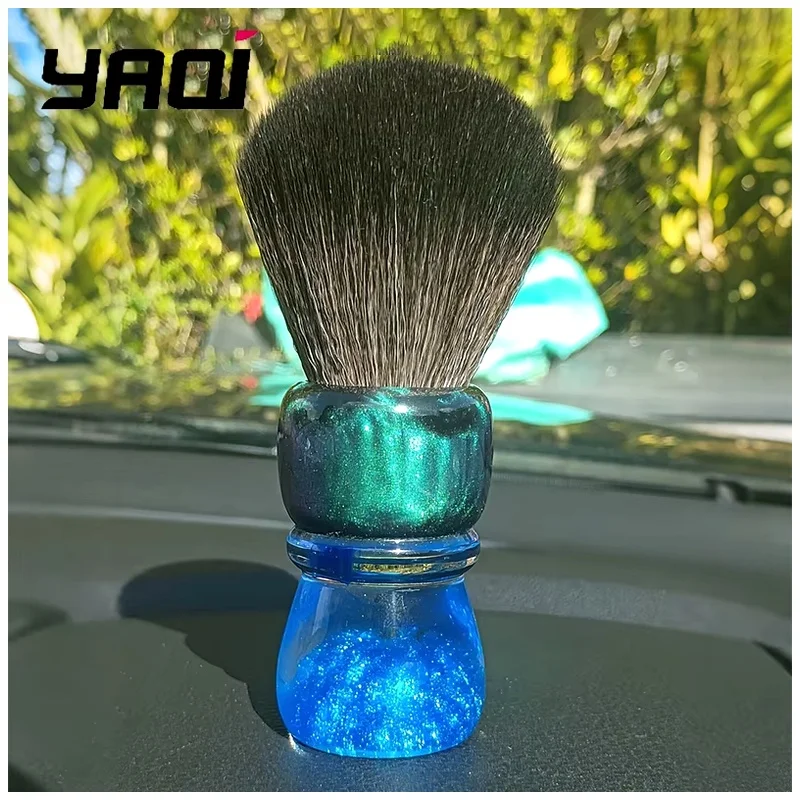 YAQI OCEAN Men Shaving Brush 28mm Synthetic Hair Resin Handle Must Have Wet Shaving Brush Wet Shave Tools Best Gift for Men