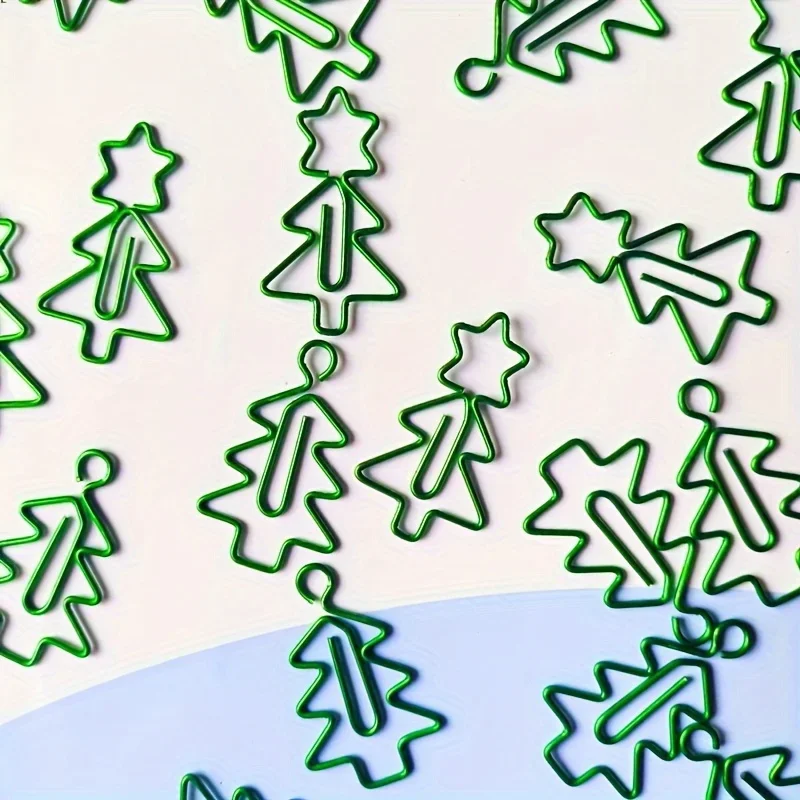 20 قطعة من مشابك الورق الإبداعية على شكل شجرة عيد الميلاد، ومشابك معدنية حديدية لقرطاسية المكتب وزينة العطلات #6