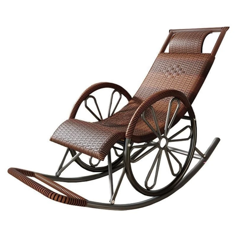 Reclining chair rattan chair rocking chair household elderly lunch break bed balcony outdoor nap