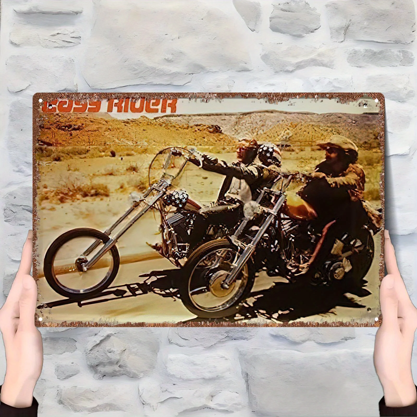 2D Flat Vintage Easy Rider Aluminum Sign 20.32x30.48cm Chopper Motorcycle Wall Decor & Biker Gift