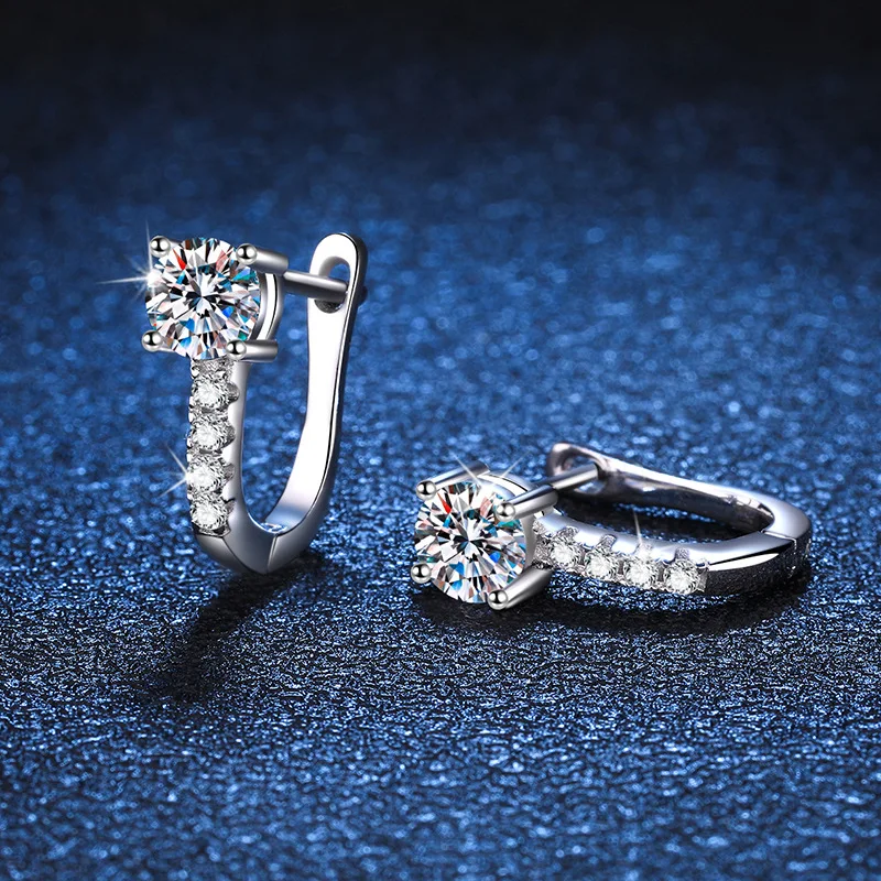 Pass Diamond Tester Pen Moissanite Hoop Earrings For WomenWith GRA S925 Sterling Silver Ear Clasps Buckle Original New Fine Jewe