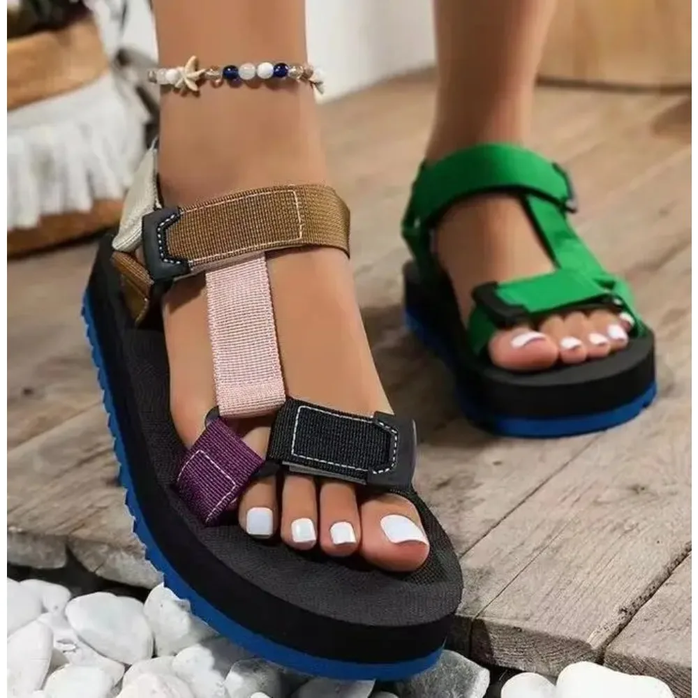 Summer Platform Flat Sandals Women 2024 Light Non-slip Beach Shoes Cute Rope Sandals for Women Comfort Gladiator Sandalias Mujer