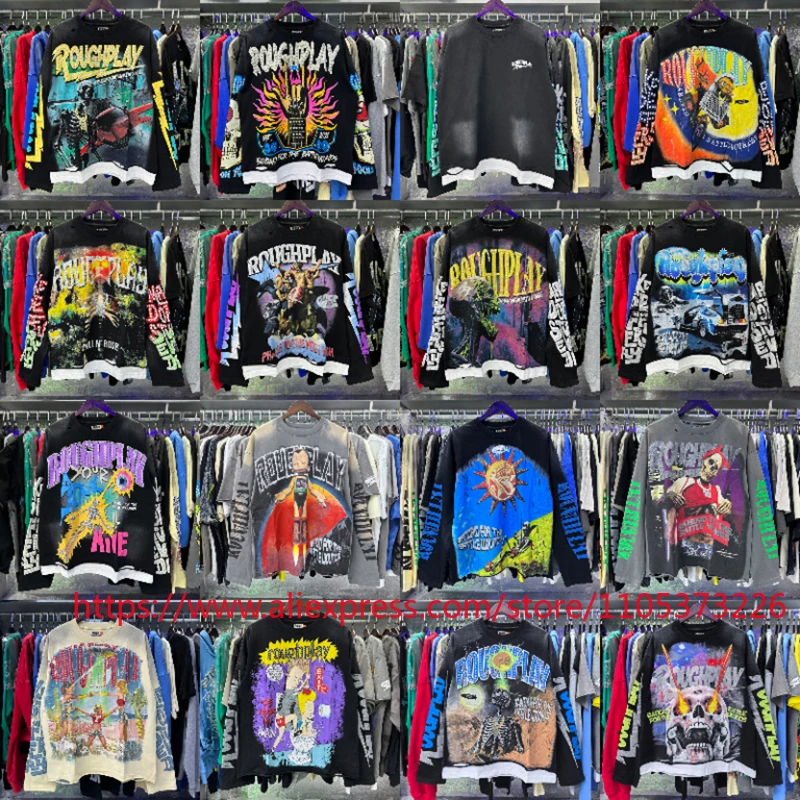 2026 Latest Design Rough Play Vintage Rock Long Sleeve T-Shirt Rough Play Man Top Tee
