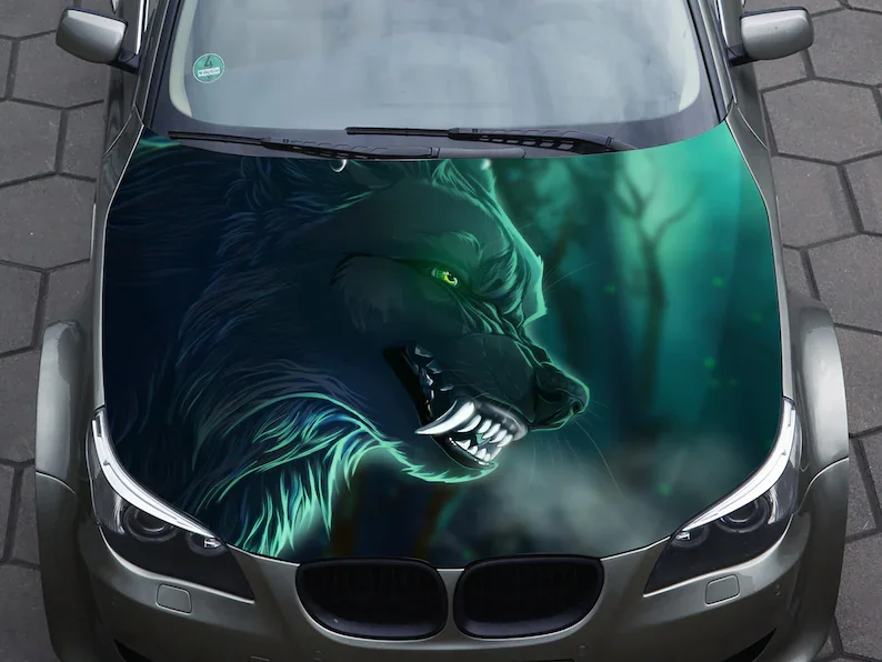 car hood decal wrap decal wolf fury vinyl sticker graphic truck decal hood decal custom