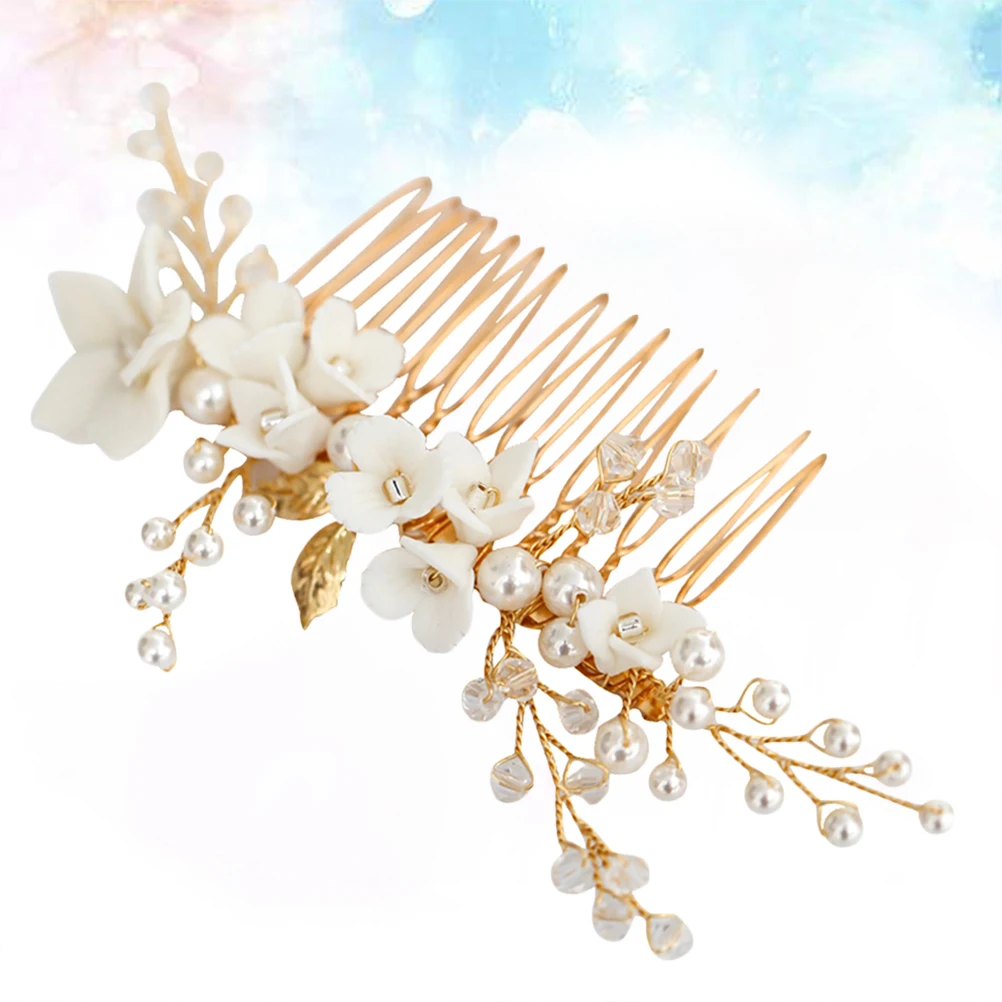 

Elegant Bride Wedding Headdress Alloy Hair Comb Golden Accessories Fashion Headwear Hairpiece For Bridal Party Prom