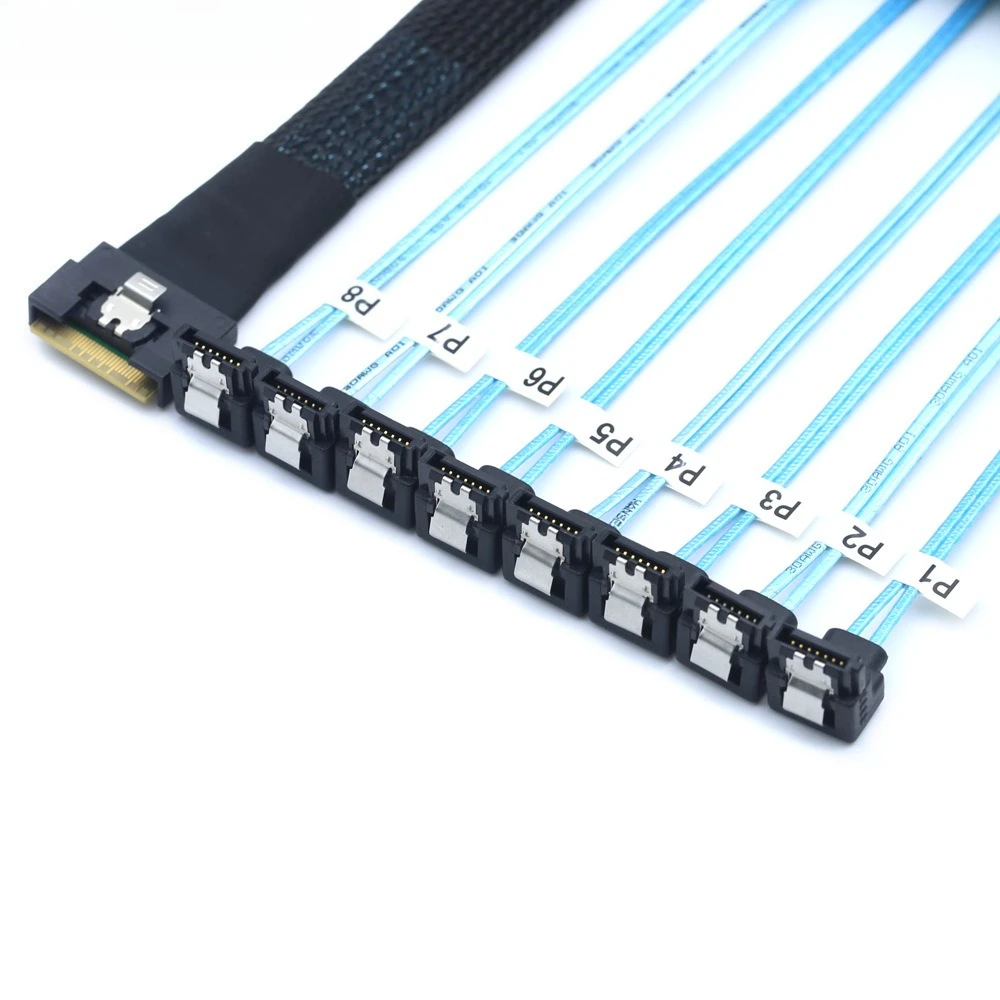 PCI-E Slimline SAS SFF-8654 8I all-inclusive anti-skew plug-in to 8X SATA90 degree high-speed cable