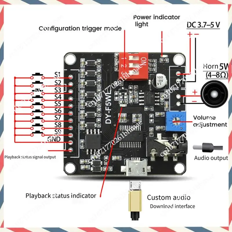 -A21Z DY-F5WL 5W Sprachwiedergabemodul, das Micro-SD-Karte MP3-Musikplayer für Arduino unterstützt