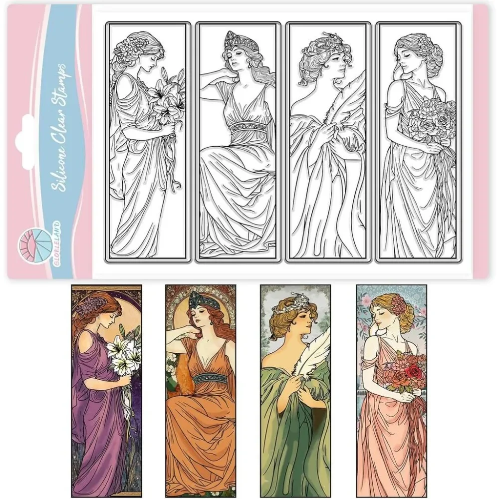 Vintage-Lesezeichen-Stempel für Frauen, transparente Stempel für die Kartenherstellung, Damen-Blumen-Stempel, transparentes Stempelsiegel für DIY-Scrapbooking-Dekoration