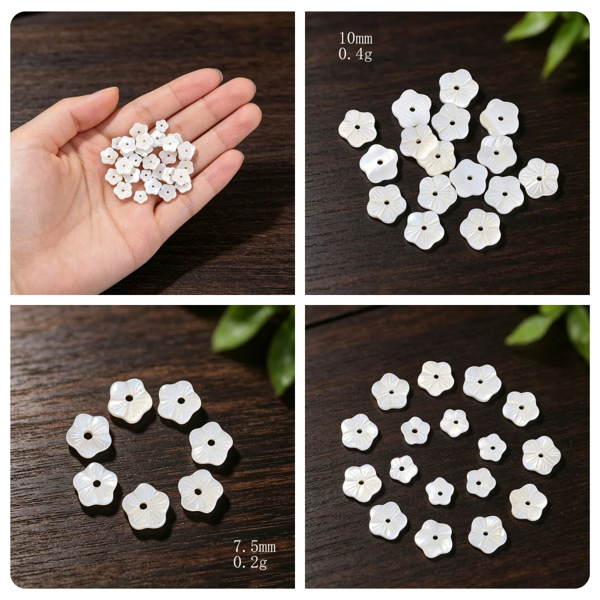 10pcs  Shell Flower Beads  Loose Spacer Beads for Jewelry Making DIY Bracelet Necklace Accessories White Mother of Pearl Charms