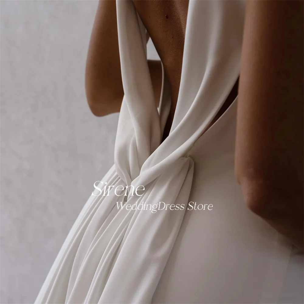 Sirene بسيط حورية البحر العميق الخامس الرقبة فستان الزفاف عارية الذراعين الدانتيل يصل بلا أكمام فستان زفاف أنيق للنساء Vestidos De Novia 2024
