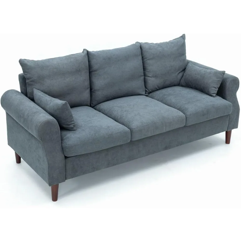 Modern 3-Seat Sectional Sofa with Solid Wood Legs, Comfortable Living Room and Bedroom Couch, Suitable for Apartments