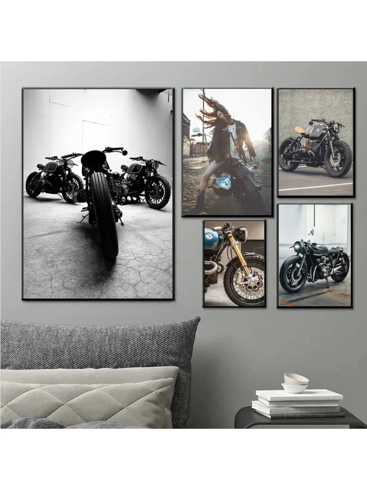 Art mural moderne à la mode Harley moto cavalier avant femmes HD toile affiche imprime salon chambre décor à la maison
