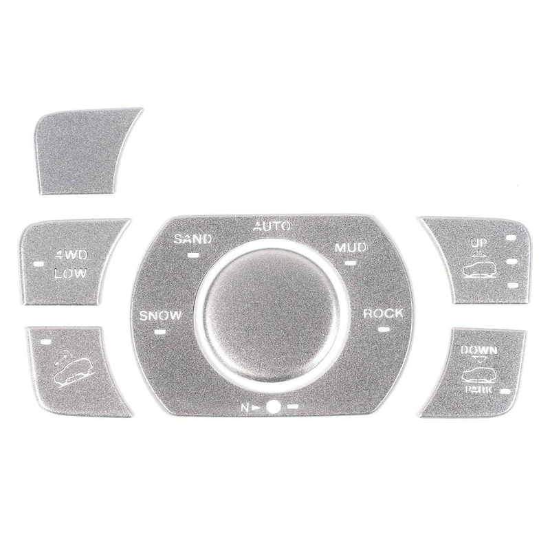 

For Jeep Grand Cherokee 2011-2020 Four-Wheel Drive Control Button Decor Cover Trim Sticker Accessories, Silver Aluminum