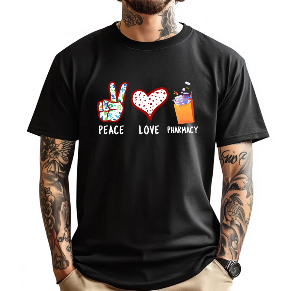 

Peace Love Pharmacy Cpht Pharmacist Funny T Shirts New Shirts And T-Shirts Party