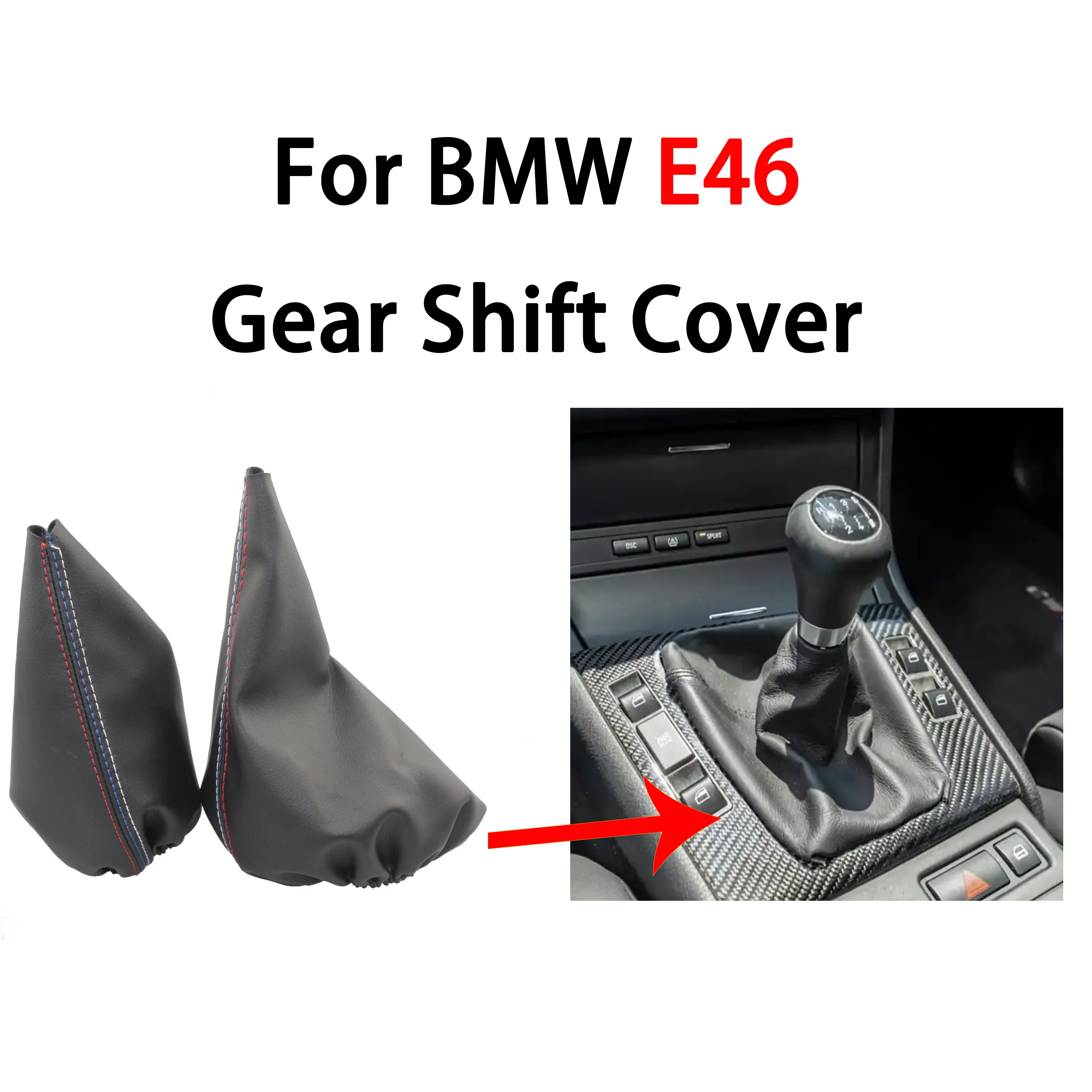 

Car Shift Gear Stick Manual Handbrake Gaiter Shift Boot Black Leather Boot For BMW 3 Series E30 E36 E46 M3 Car Styling