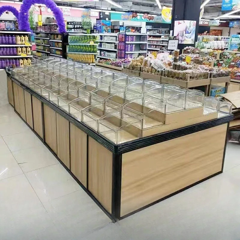 Supermarket Shelf Display Shelf Cabinet Bulk Goods Bulk Scale Snack Shelf Candy Dry Goods Wood-based Panel