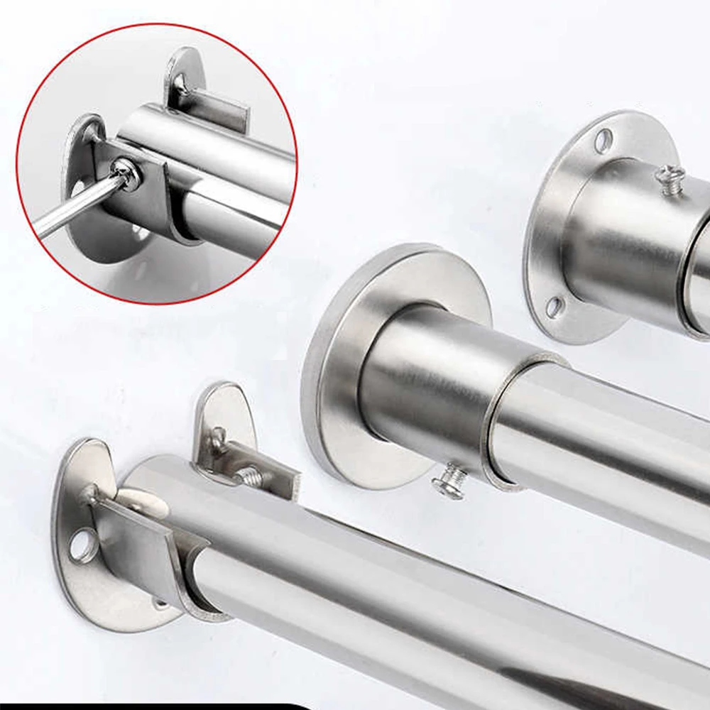 2-4Pcs Round Connection Tube 19 22 25 32mm Stainless Steel Flange Bracket For Wardrobe Curtain Cloth Rod Seat Furniture