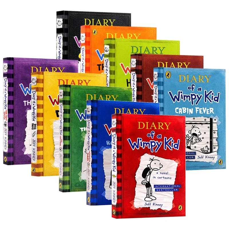 10Books/Set Diary of A Wimpy Kid Chinese Version  English  Comic Books for Children Kids Books